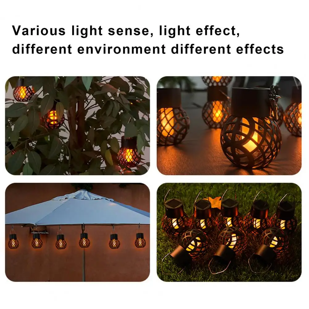 Led Solar Lawn Lamp Waterproof Solar Powered Hanging Lantern with Flame Effect Outdoor Garden Decor Auto On/off Led Light