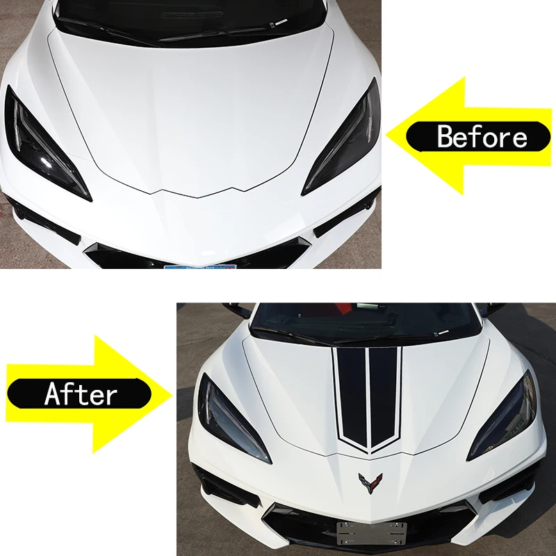 For Chevrolet Corvette C8 Stingray Z51 Z06 2020-2025 Car Engine Hood Stripe Sticker Waterproof Engine Vinyl Decals Accessories