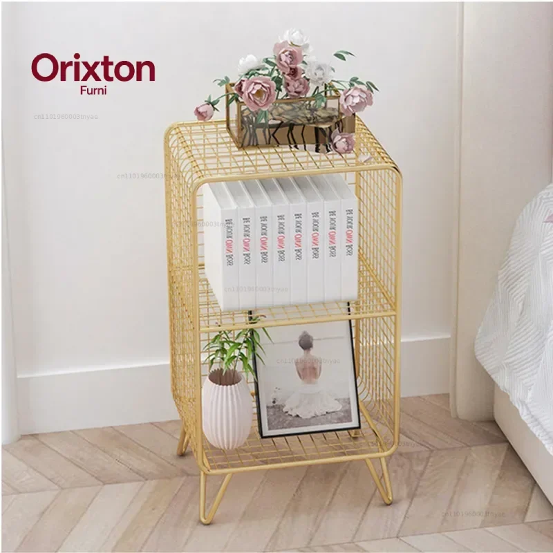 Nordic Multi-layer Book Shelf Iron Grid Organizer Shelf Living Room Floor Display Stand Versatile And Practical Storage Rack