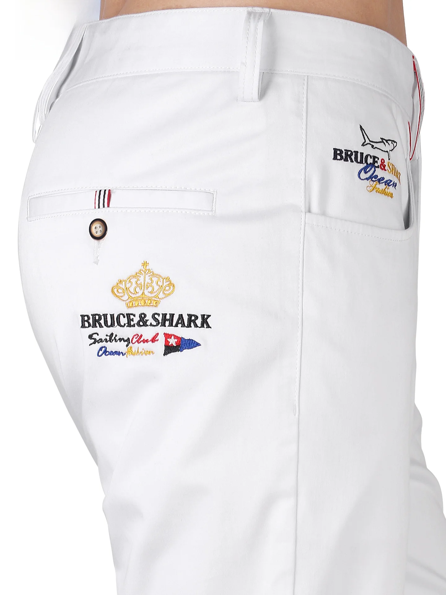 

Trendy White Men's Casual Pants Summer New Sle Bruce & ark Straight Leg Embroidered Long Trousers Faion Urban Cotton