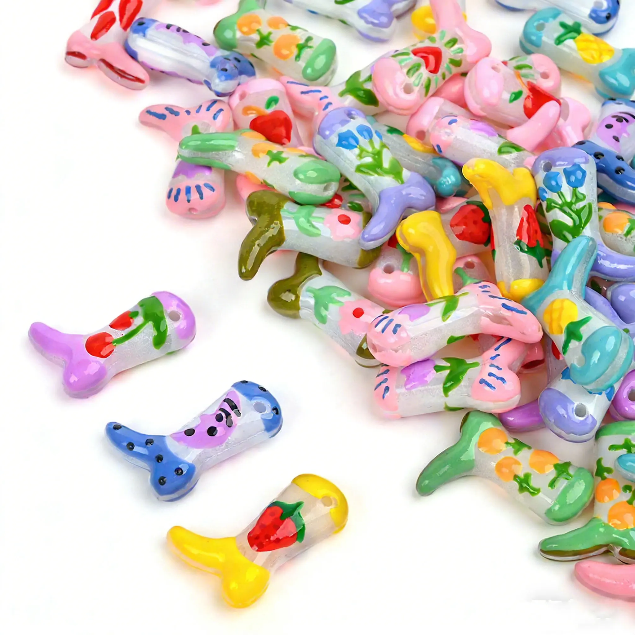 Z35 24x17mm Western Cowboy Boots Lampwork Beads Glass Enamel Boot Pattern Bead DIY Necklaces Bracelet Making Accessories Crafts