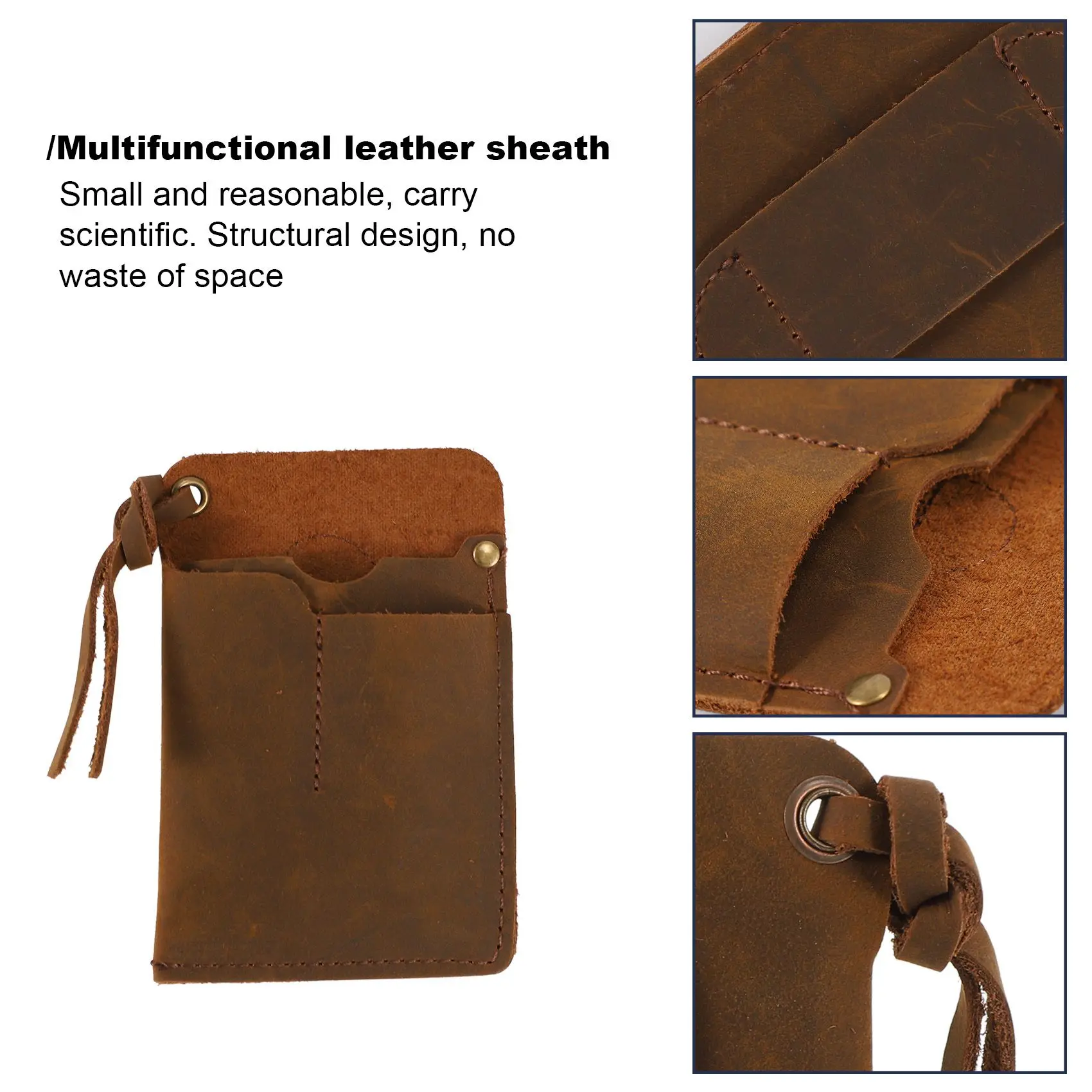 ABQR Handgemaakte Organizer Lederen Schede/Organizer Slip Pouch Case voor Zaklamp/Multi-Tool/Mes/Pen