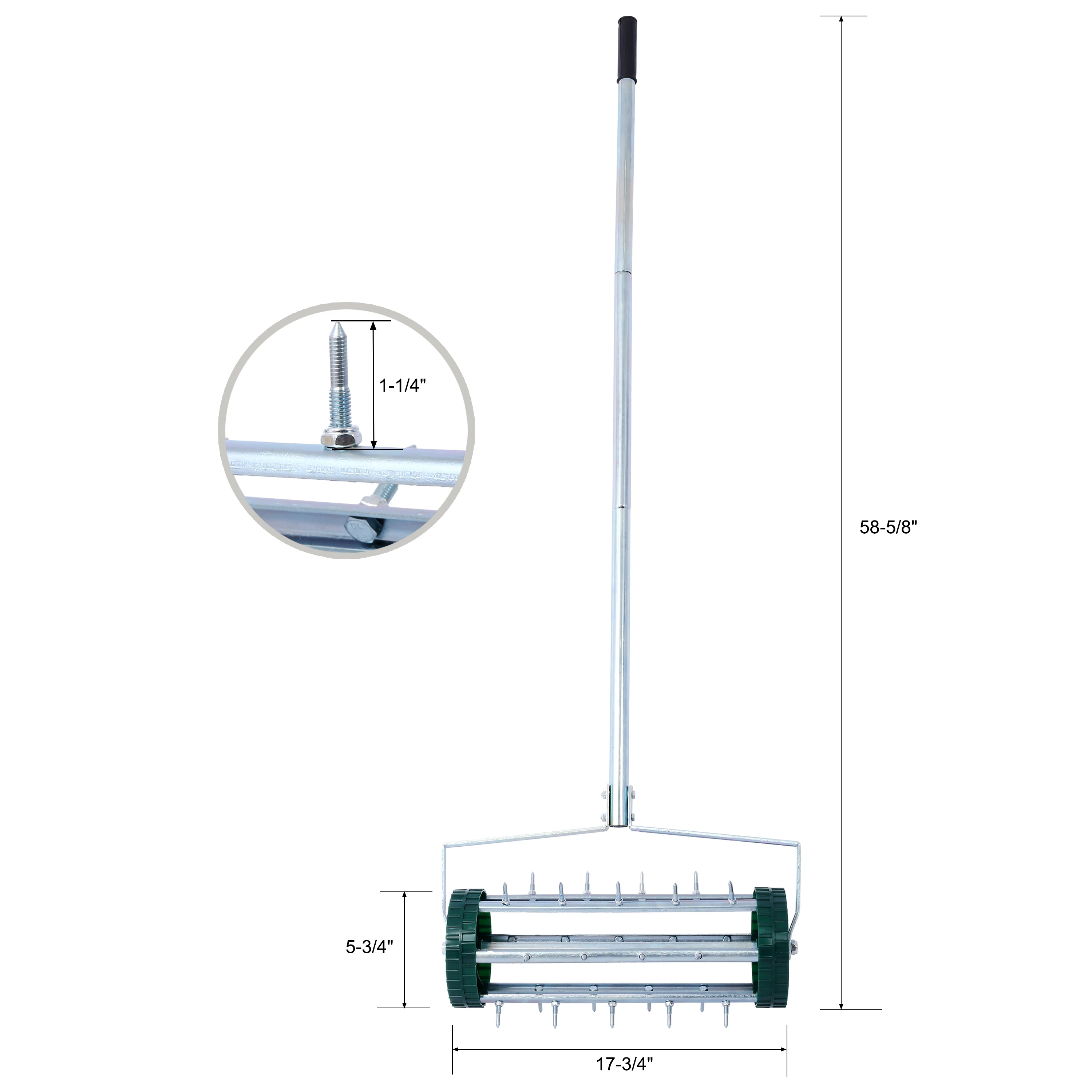 Lawn Aerator, Heavy Duty Rolling Lawn Aerator, Garden Yard Rotary Push Lawn Aeration with Steel Handle