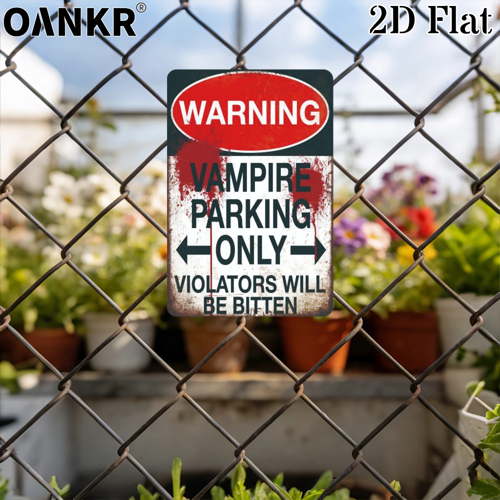 Vintage Warning Art Metal Tin Sign, Vampire Parking Only Metal Signs for Man Cave Garage Farm Bar Garden Home Wall Decor Plaque
