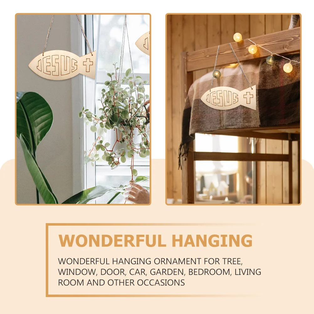 

1Set Fish Shaped Wooden Pieces Blank Smooth Surfaces for DIY Craft Home Hanging Decoration Wall Pendant Hemp Rope Art