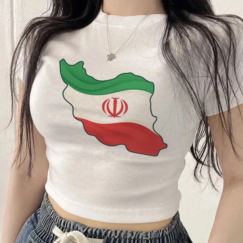Lion And Sun Iran crop top women vintage dollette party clearance sales shirt gyaru cutecore clearance sales japan y2k