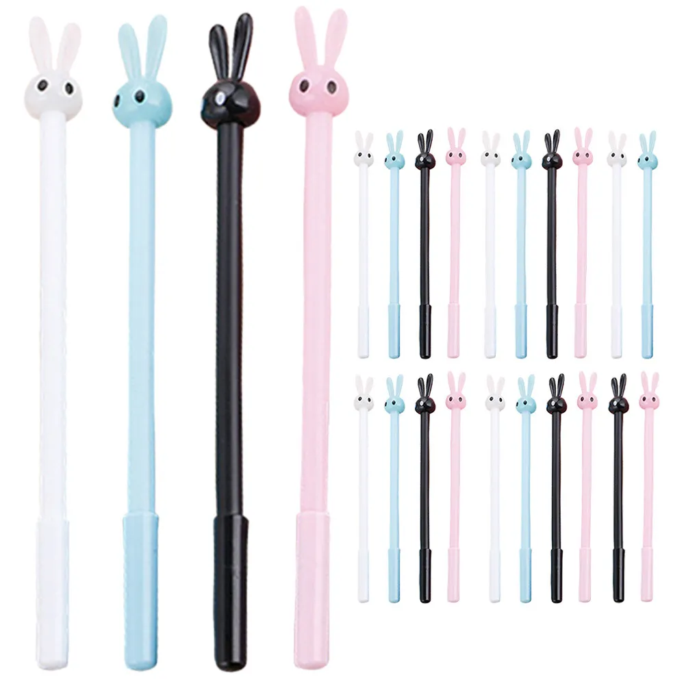 

24Pcs Long Ear Rabbit Gel Pens Cartoon Bunny Ink Pens Comfortable Writing School Supplies Students Note Autograph Smooth Fine