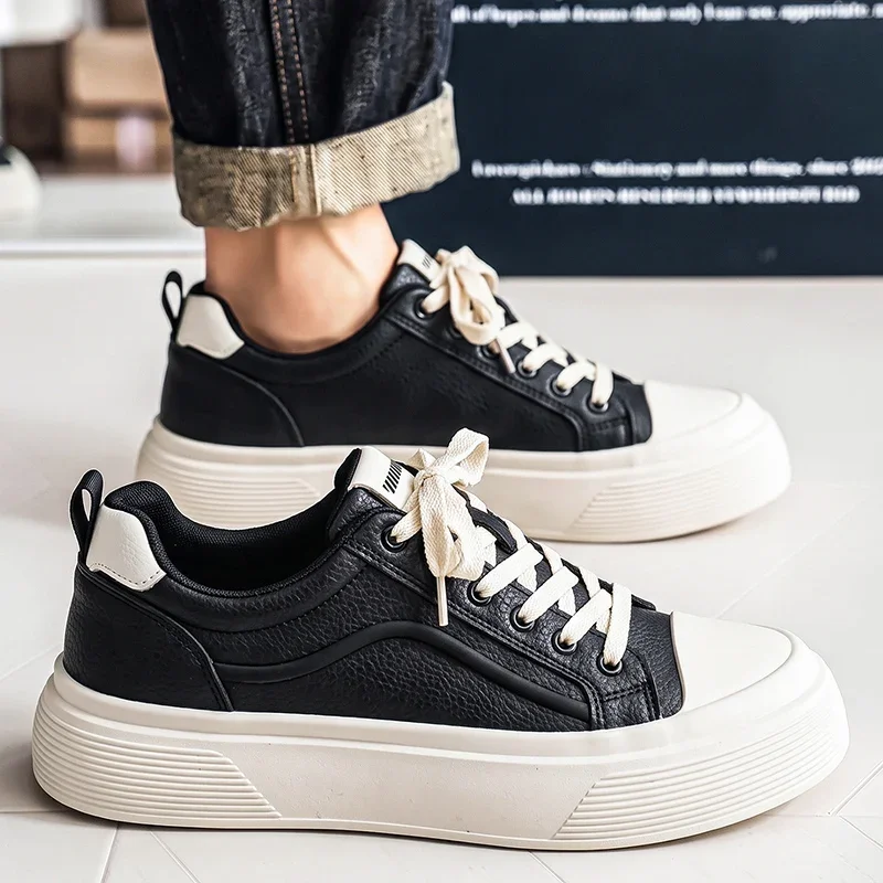 YUYIN Mens Height Increase Lace Up Shoes Trendy Men Platform Canvas Skate Shoes Leisure Thick Bottom Sports Casual Sneakers