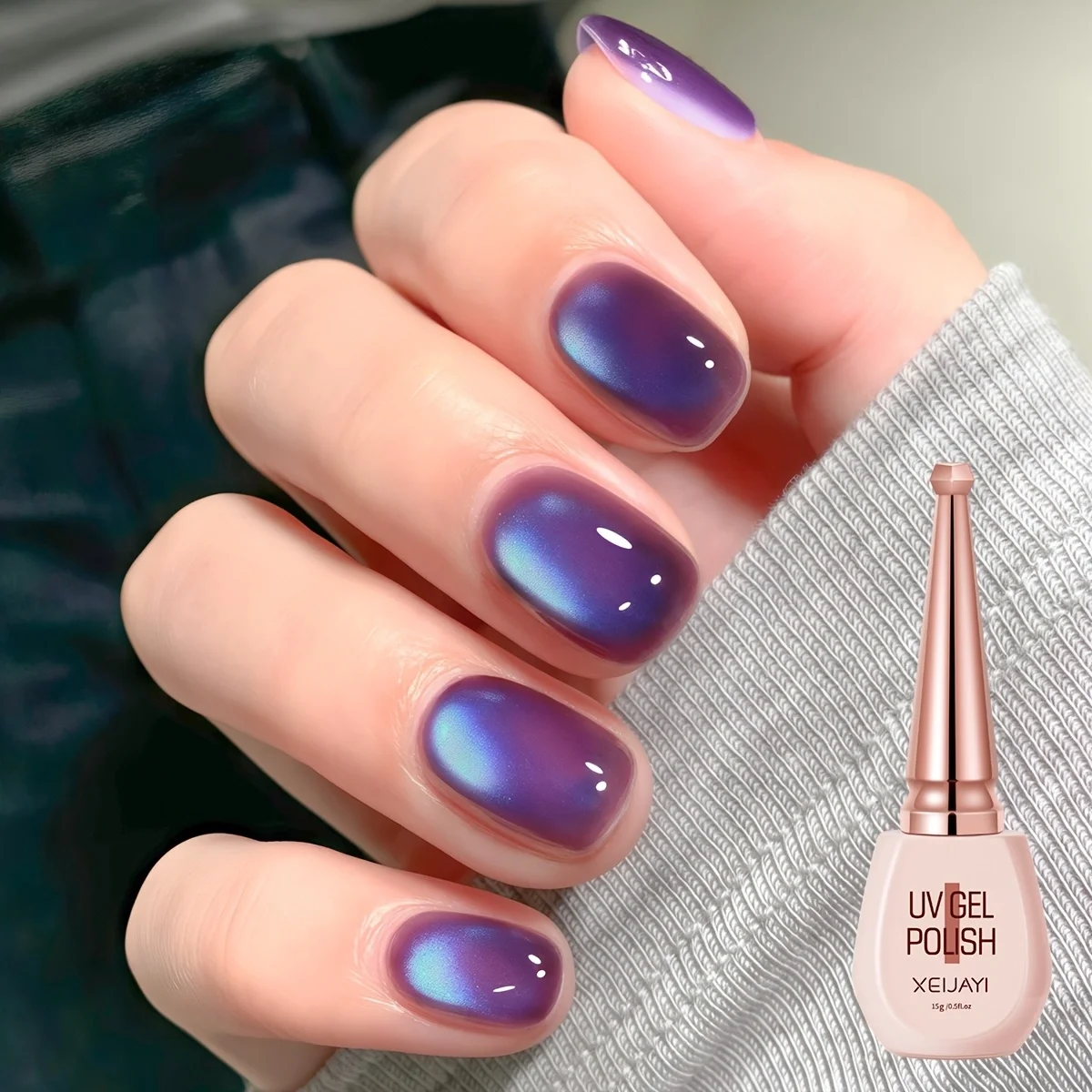 Bottiglia di polvere Viola Qi Dong Lai occhio di gatto XE-55 colla per occhi di gatto viola super brillante perline di vetro viola moda tutto-fiammifero