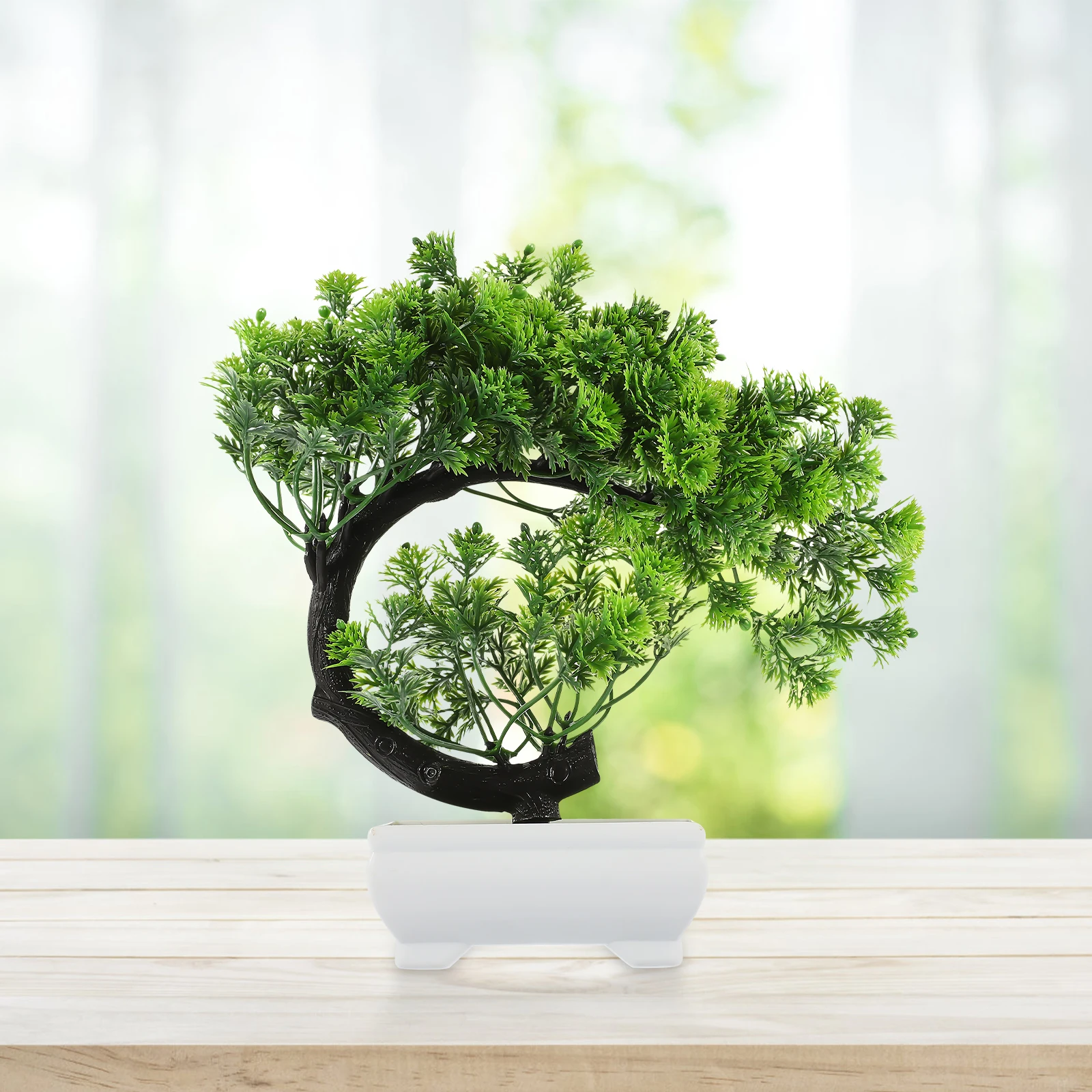 

Artificial Bonsai Tree Faux Green Plant Indoor Potted DecorationBonsai Lifelike Mood Soothe Bookshelf Room Display