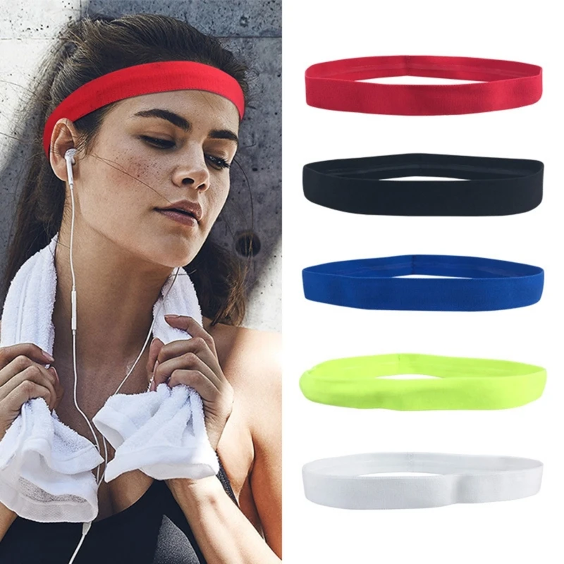 Headband Sport Sweat Hair Bands Forehead Protection Running Fitness Yoga Tennis Elastic Sweatband with Non-Slip Silicone Grip