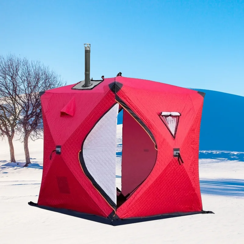 Ice Fishing Tent Winter Fishing Tent Outdoor Warm Winter Tent Thickened Cotton Tent Easy Set-up Cube Tent Shelter Camping Tent