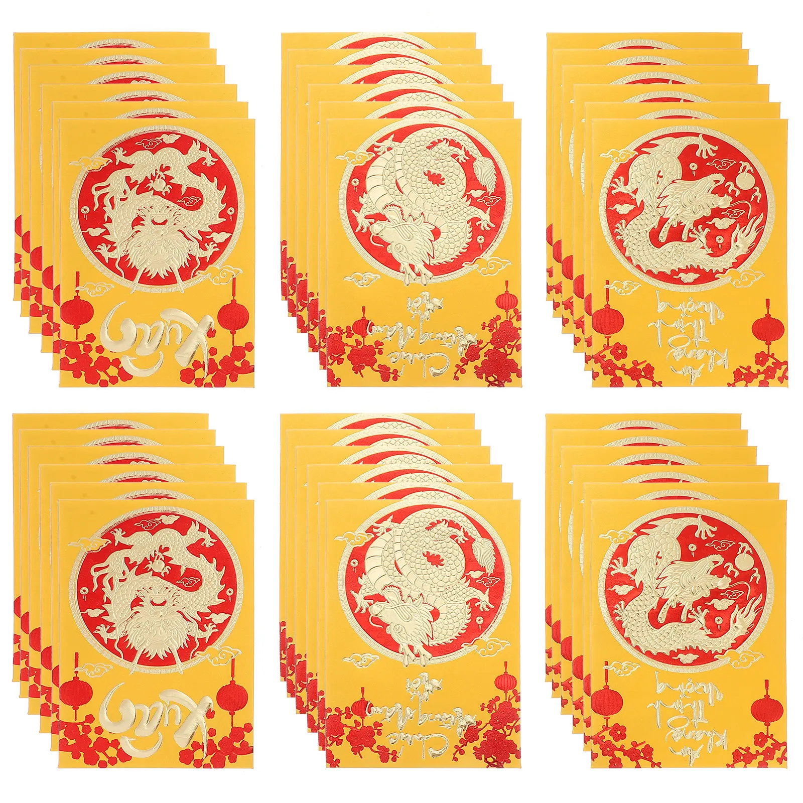 30Pcs 2024 Year of Dragon Red Packets Paper Red Envelopes New Year Lucky Money Bags Spring Festival Cash Gift Pouches