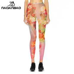 Nadanbao-mallas informales de gasa para mujer, pantalones de chándal elásticos con estampado Digital, ajustados, para Yoga