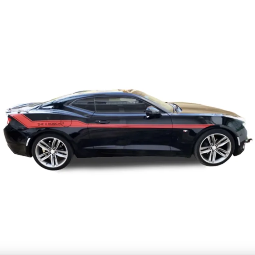 

Custom Sport Racing Gloss Red Stripes Body Door Waist Line Decal Vinyl Graphics for 2010-2014 2015 Chevrolet Camaro