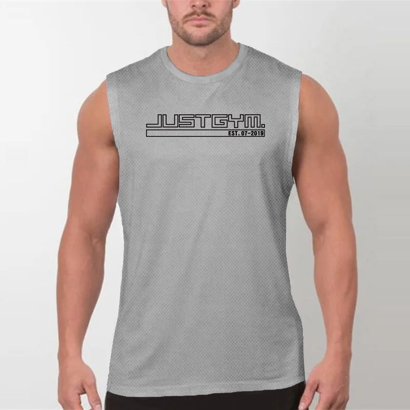 

Brand Men's Slim Fitness Tank Top Korean O-Neck Singlets Running Gym Clothing Muscle Mesh Bodybuilding Vest