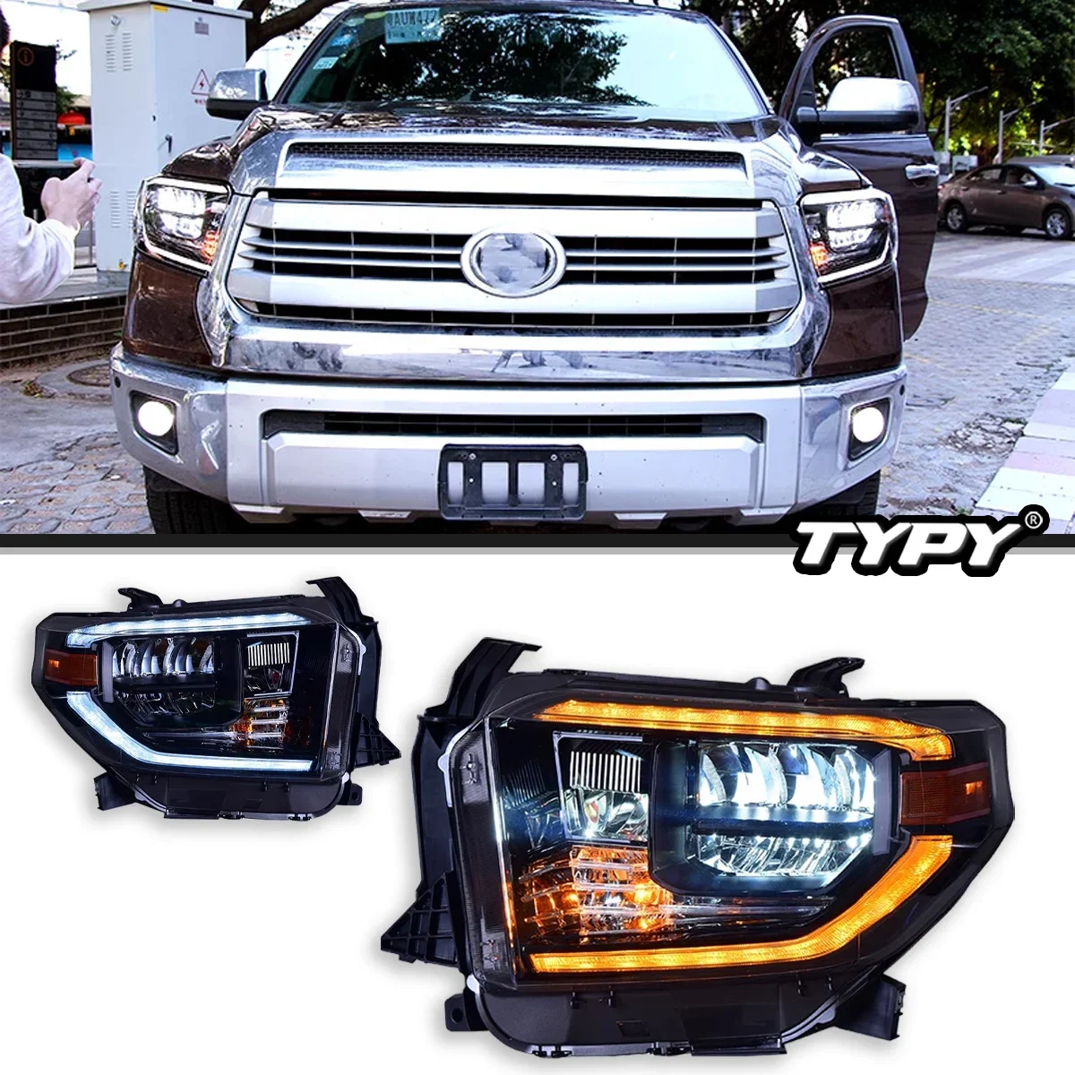 

Автомобильные фары TYPY для Toyota Tundra, фары 2014-2020, светодиодные фары для проектора, дневные ходовые огни, автомобильные аксессуары