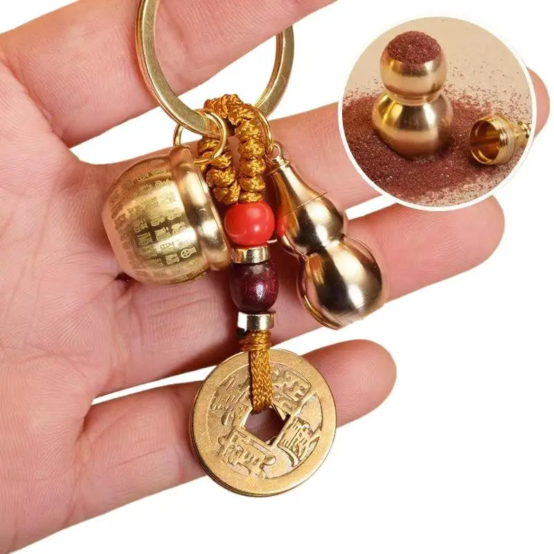 Chinesischer Feng-Shui-Kürbis-Schlüsselanhänger mit fünf Kaiser-Geldscheinen, Glücksbringer, kreativer Reichtums-Schlüsselring, Taschenanhänger für Zuhause, Büro, Frauen und Männer. – Detail 8
