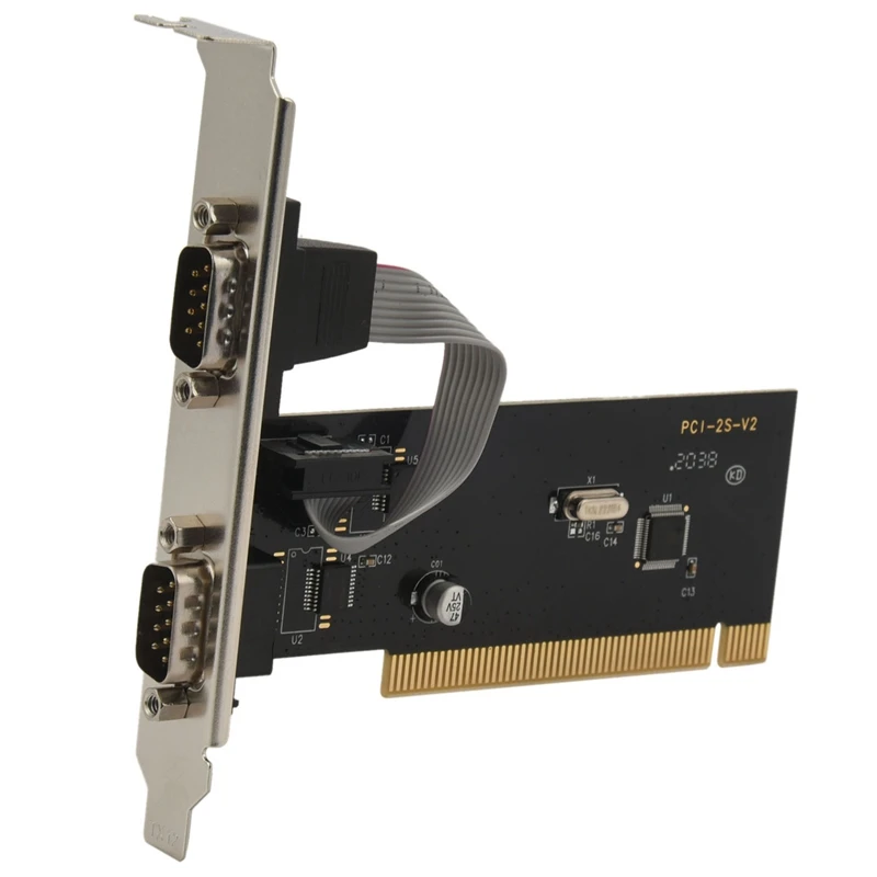 حار TTKK جديد 2 منافذ Pci إلى Com 9Pin المنفذ التسلسلي RS232 توسيع الناهض بطاقة محول TX382B مع رقم التتبع