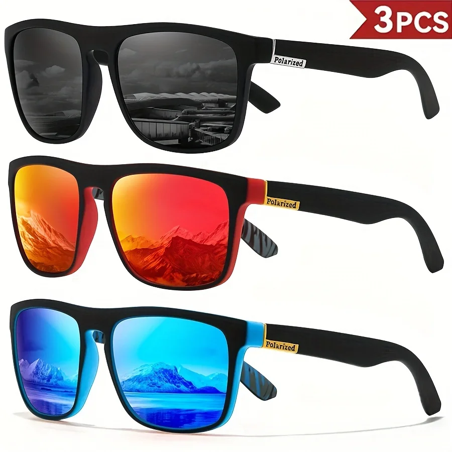 1-4PCS Men Classical Square Polarized Sports Sunglasses Lightweight PC Frame UV400 for Driving Fishing Cycling Unisex Durability image 3
