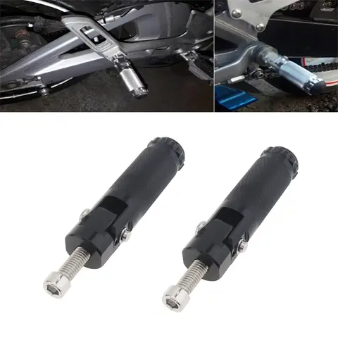 2pcs M8 CNC Aluminum Alloy Anti-Skid Folding Foot Pegs Fit for Motorcycle Scooter Bicycle Electric Bike ATV UTV, Folded Footrest