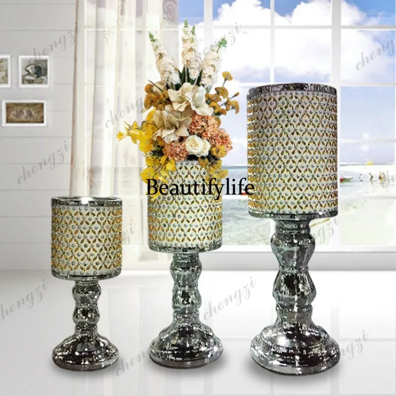 A95 Simple Diamond-Mounted Ball-Mounted Fiberglass Floor-Standing Vase Dried Flower Arrangement Decorative Modern Decoration
