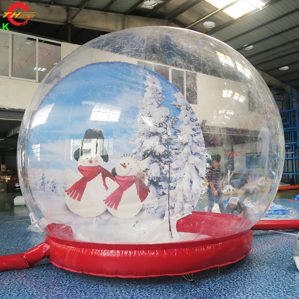 2024 Clear Giant Inflatable Christmas Snow Globe Balls Bubble House for Happy Christmas Decoration Advertising