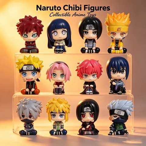 Naruto Chibi Figures Q Version Sitting Anime Figurines Sasuke Itachi Kakashi Gaara Hinata Sakura Collectible Desk Decor Gift