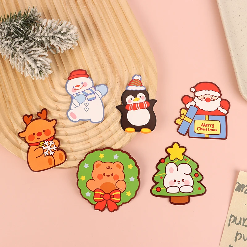 50 pçs bonito natal lolly cartões de papel diy dos desenhos animados papai noel boneco de neve pinguim elk doces presentes embrulho cartão de papel festa decoração