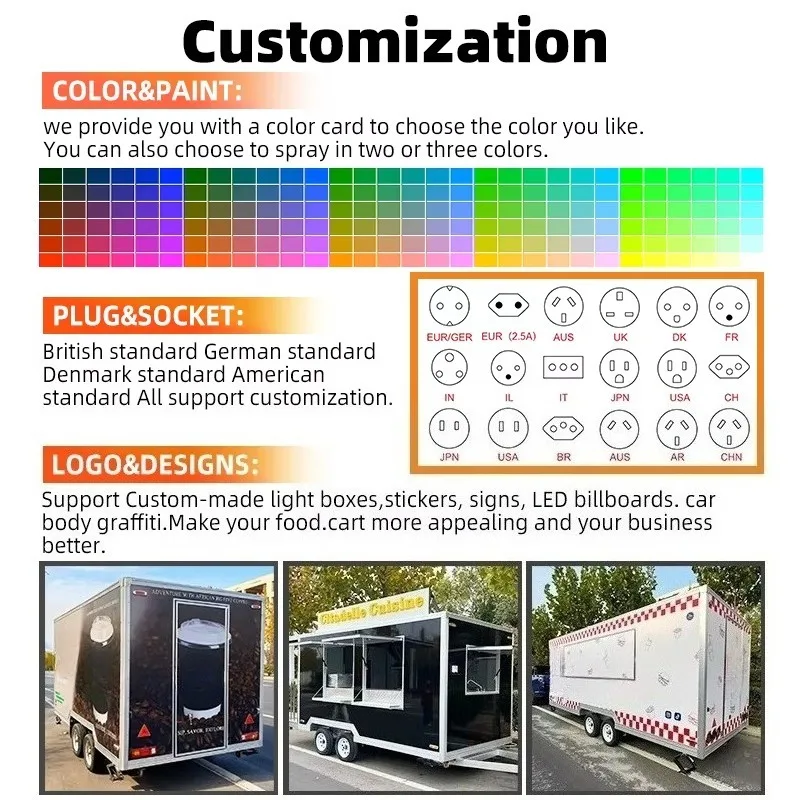 Food Trailer, Separate Sink Work Area Hygienic Food Processing Towable Food Trailer For Mobile Catering Wedding Party Service