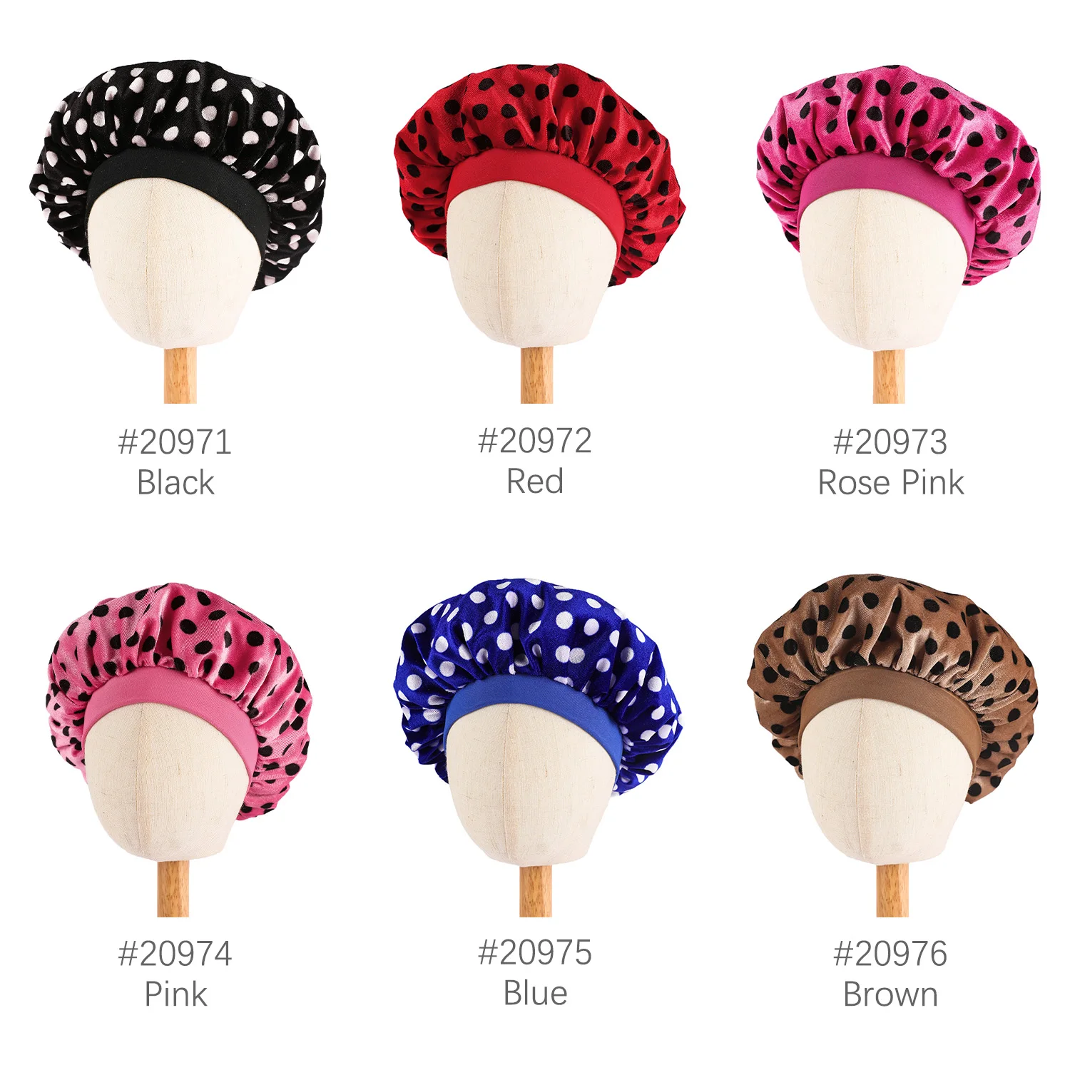 Dot Printed Velvet Children Nightcap Baby Haircare Stretch Hair Cap Kids Cooking Bonnet Hat Satin Silk Bonnet for Toddlers Sleep