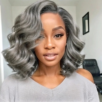 Bob Wig Salt & Pepper Color 13x4 5x5 Hd Lace Closure Wig Body Wave Lace Front Wig PrePlucked 100% Human Hair Lace Frontal Wig