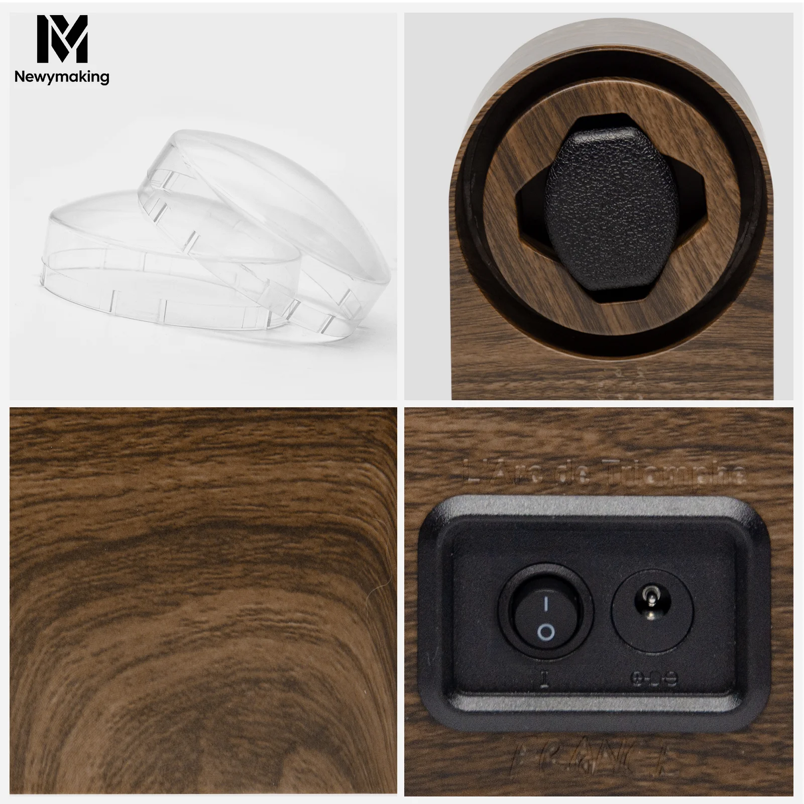 Single Watch Winder Wood Grain Texture USB Powered Automatic Watch Winder for Mechanical Watches, Men Watch Storage Display Box