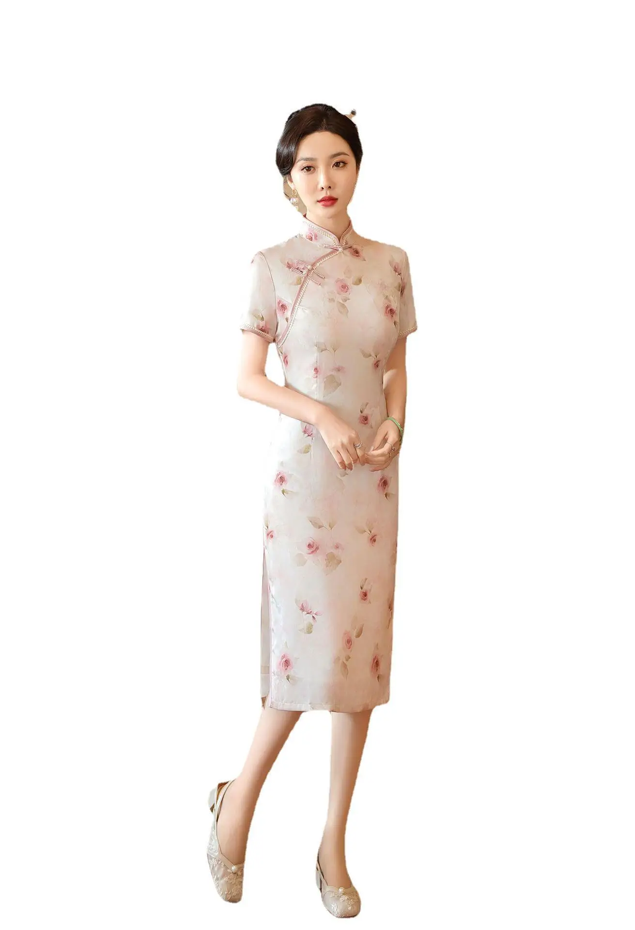 Cheongsam Elegant Dress Artistic New Year Good Quality Waist-Tight Temperament High-End Wear Women Sexy Fashion