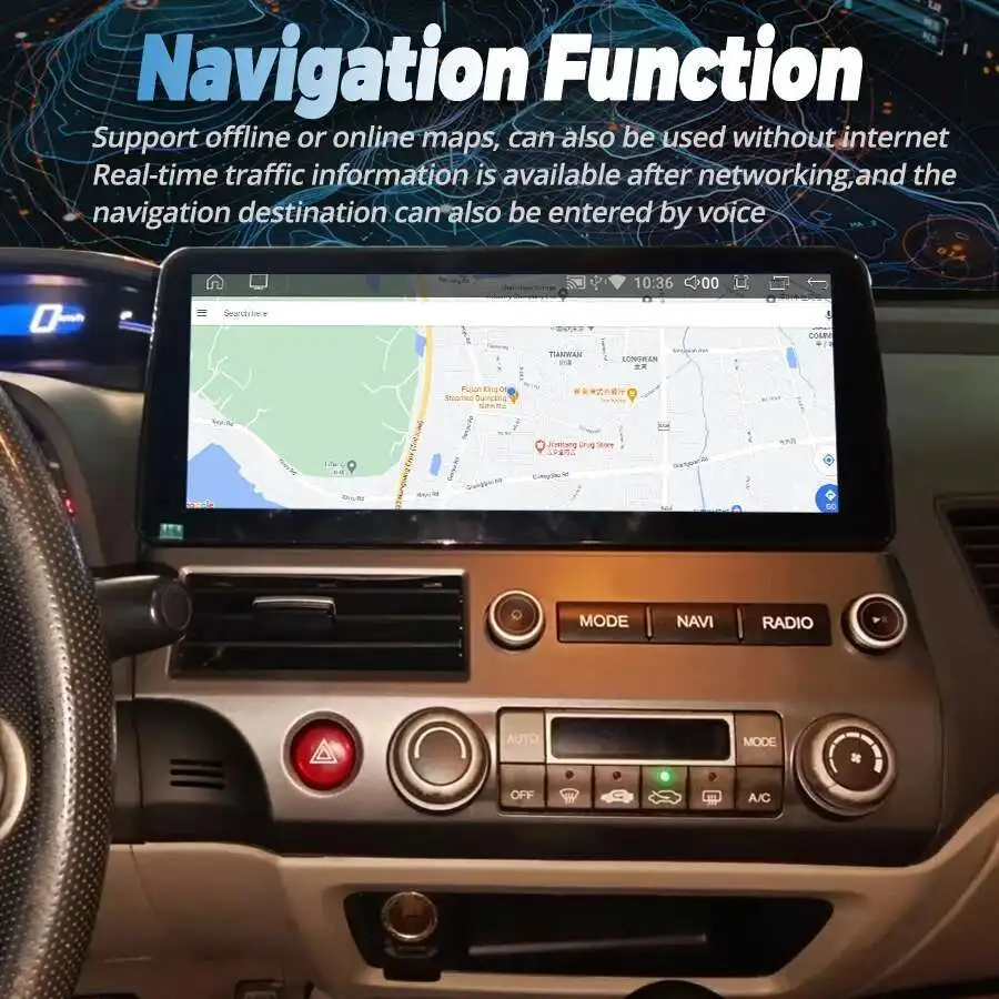 12,3 "Android 14 Bluetooth pantalla táctil estéreo para Honda Civic 2008-2011 reproductor multimedia de DVD Carplay Radio de coche DSP GPS unidad principal