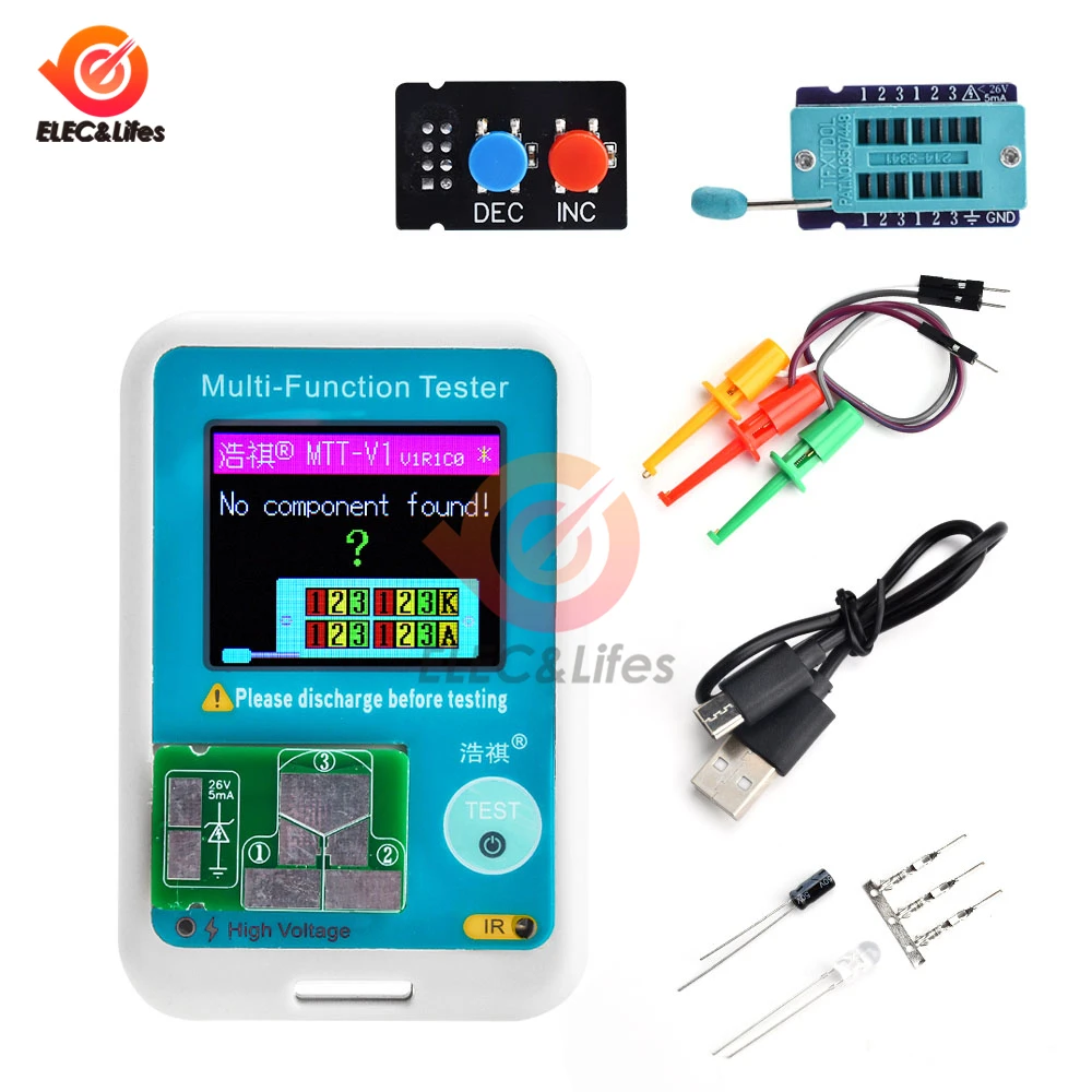 High Quality Brand New MTT-V1 ESR Meter Transistor Tester Colorful Display TFT Diode Triode Capacitance SCR Inductance