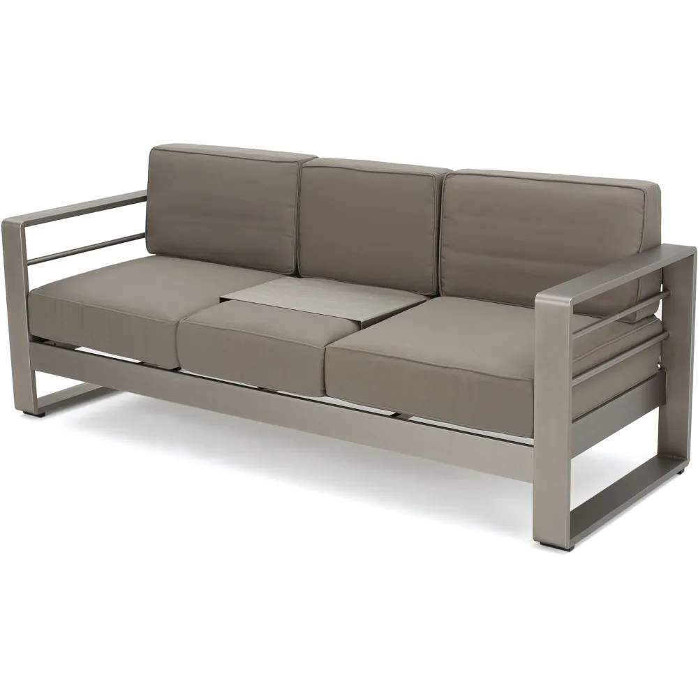 

Cape Coral Outdoor Loveseat Sofa with Tray, Khaki