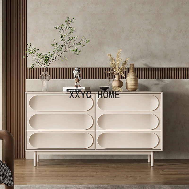 

French Cream Style Solid Wood Five Or Six Buckets Chest of Drawer Bedroom Bed Front Cabinet Cabinet Modern Minimalist Locker