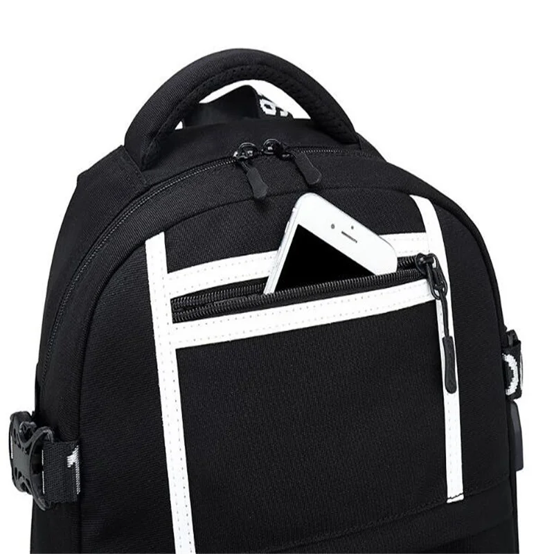 Anime Bungo Stray Dogs 다자이 오사무 배낭 Teenarges Schoolbag 남성 여성 패션 USB 충전 포트 노트북 야외 가방 Mochila