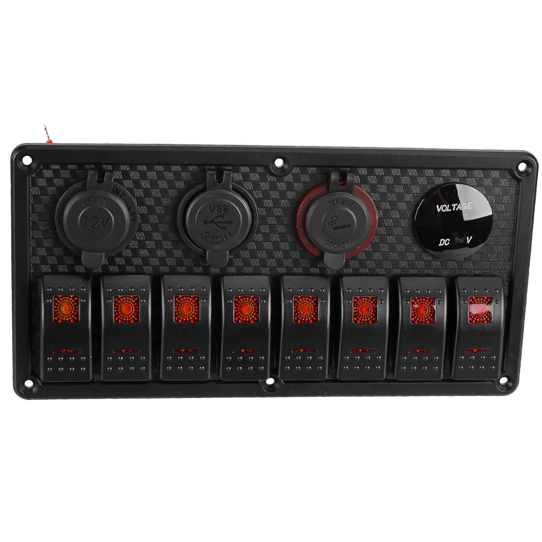 8 Gang Red LED Universal Marine Boat Car SUV RV Truck Toggle Rocker Switch Panel Circuit Breaker