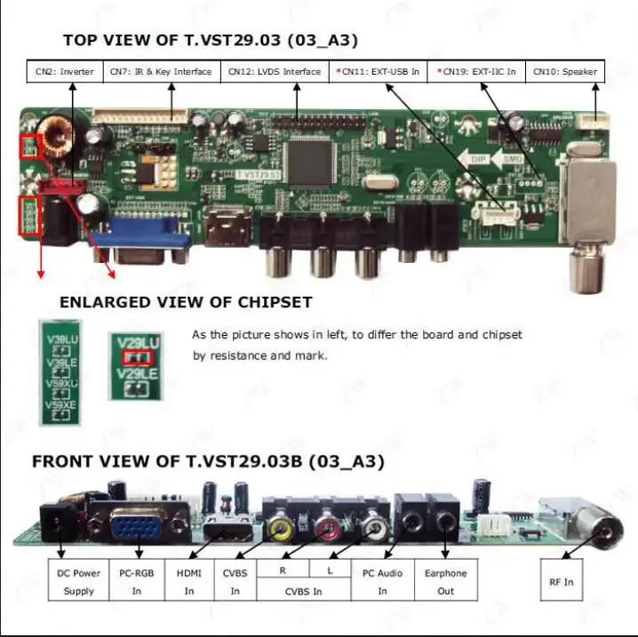 TV HDMI VGA USB CVBS RF LCD Controller Board For 15.4