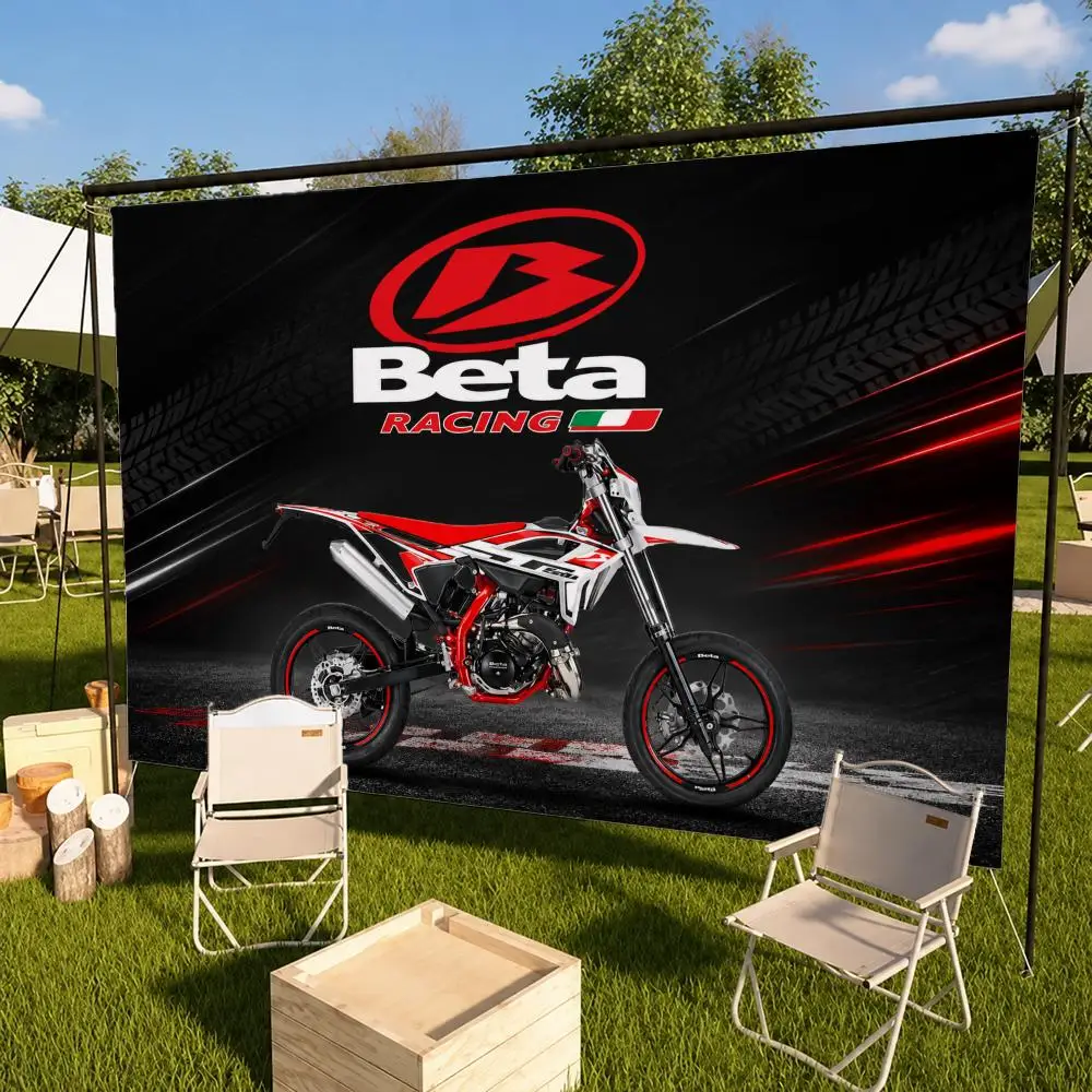 Brand Beta motorcycles Flags Fabric Pennant Banner, Indoor Outdoor Decor for Garden Yard Camping Birthday Bedroom