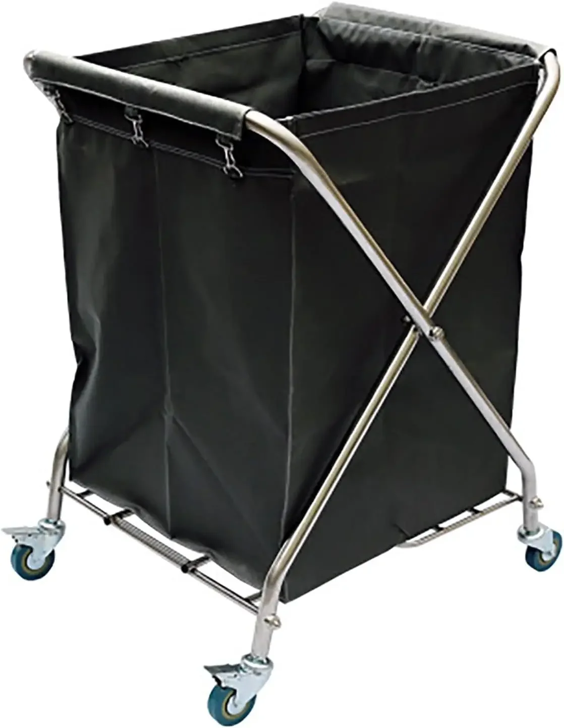 Heavy Duty Commercial Laundry Cart Stainless Steel Rolling Basket Waterproof Oxford Fabric Ideal for Home & Hotel Use Laundry Tr