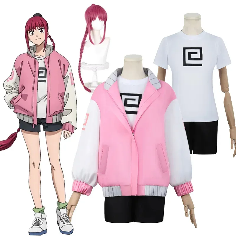 

Официальный комплект для косплея Sakamoto Days Lu Shaotang | Розовая куртка-бомбер с неоновой отделкой и плетеный парик | Сяотан Боевой готовый Outfi