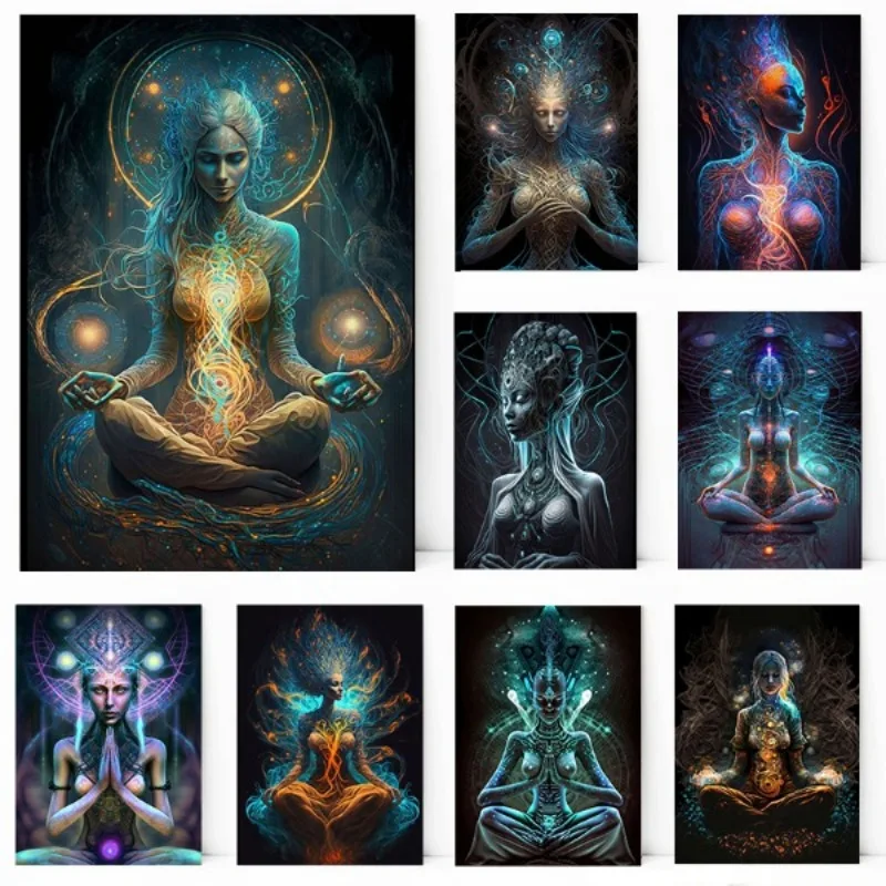 Women From Dmt Realm Graceful Meditation Posters Printing Decorative Canvas Painting Living Room Bedroom Wall Art Home Decor