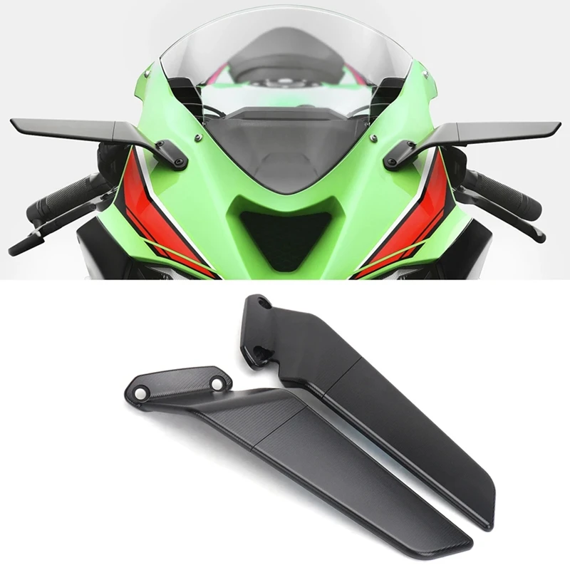 Motorcycle Mirror Blue Anti-Glare Wind Wing Rotating Rearview Mirror Kit For Kawasaki NINJA 636 ZX-6R ZX6R 2019-2024