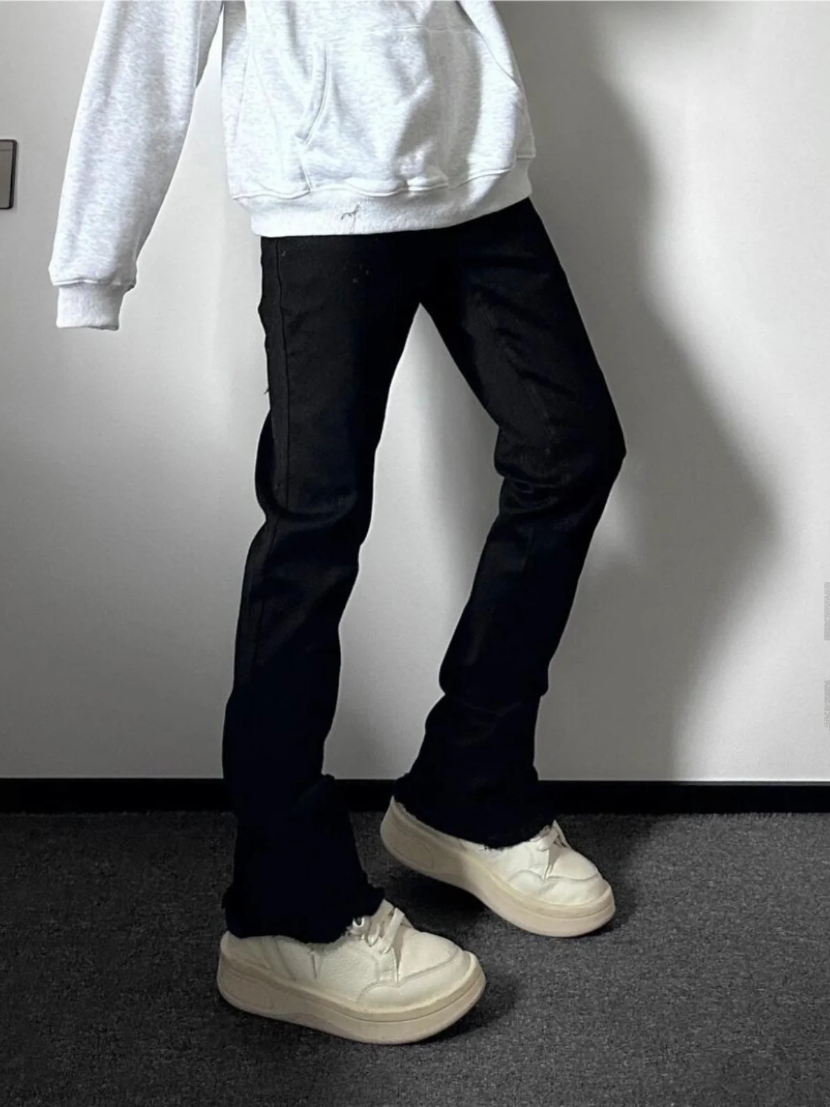 

American Sle High Street Bla Jeans Men Slim Straight Leggings Apparent Slimming Slight Flare Cleanfit Long Pants