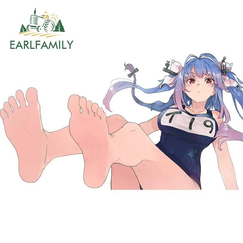 EARLFAMILY 13cm x 7.3cm Swimwear Loli Car Sticker Cute Stretching Posture Anime Decal Waterproof Windshield Laptop Car Styling