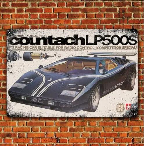 Tamiya Countach LP500s Metallposter RC-Auto Wanddeko Blechschild Plakette aus Aluminium