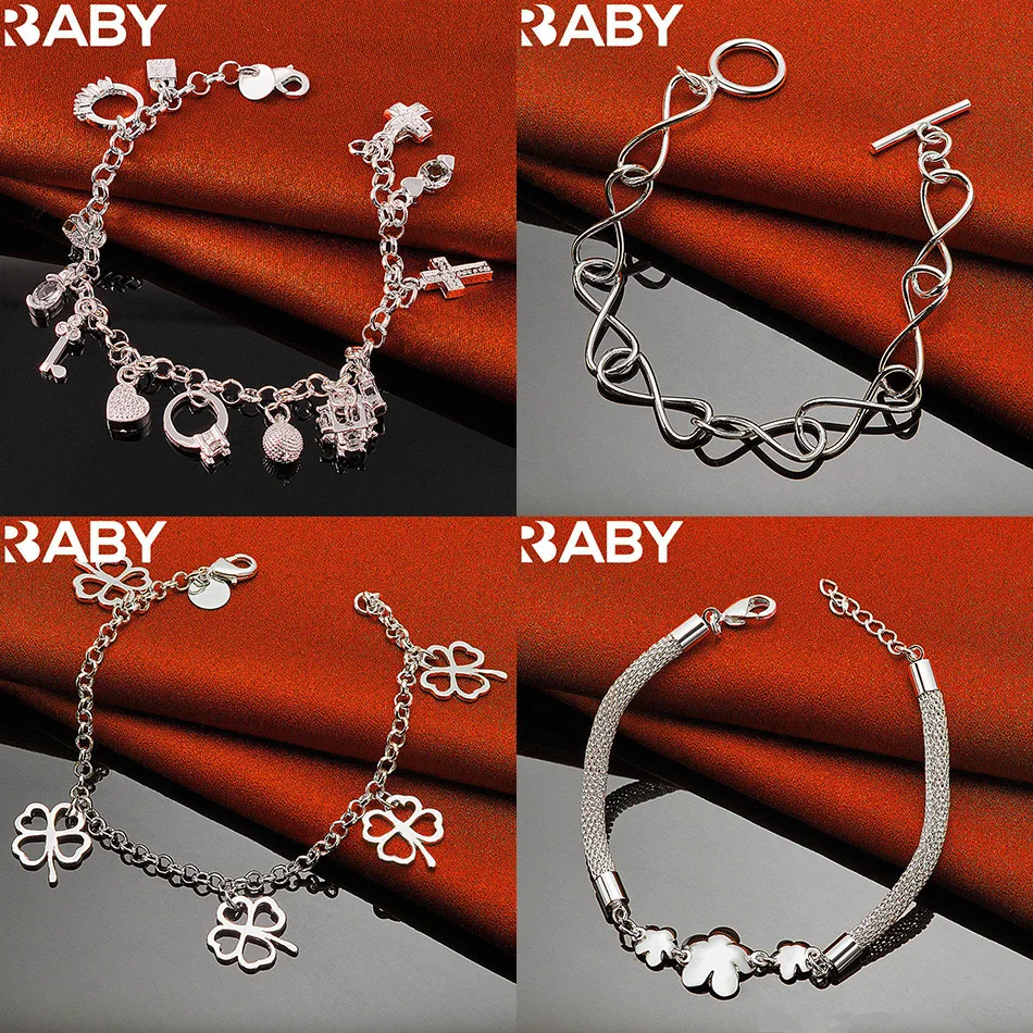 

URBABY 925 Sterling Silver Geometric Bracelet For Women Anniversary Gift Popular Wild Fashion Romantic Jewelry